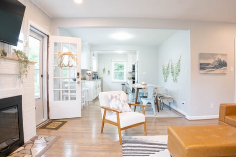 Main level living room and kitchen/dining