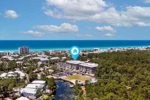 Areal view in reference to the beach.