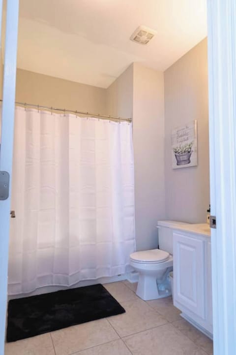 The bathroom comes fully stocked as well including hair dryer, first aid, soaps, toilet paper, etc.