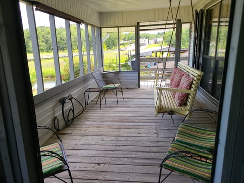 Back porch .....half is screened in