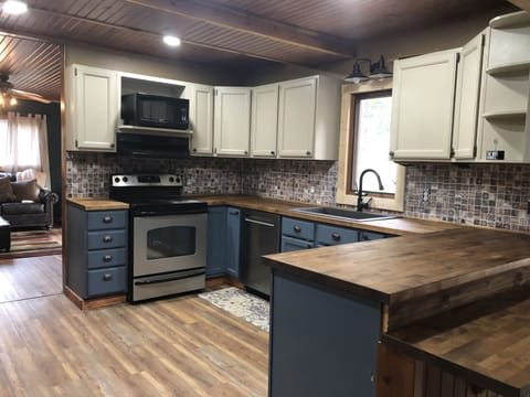 Open to great room and tv room.