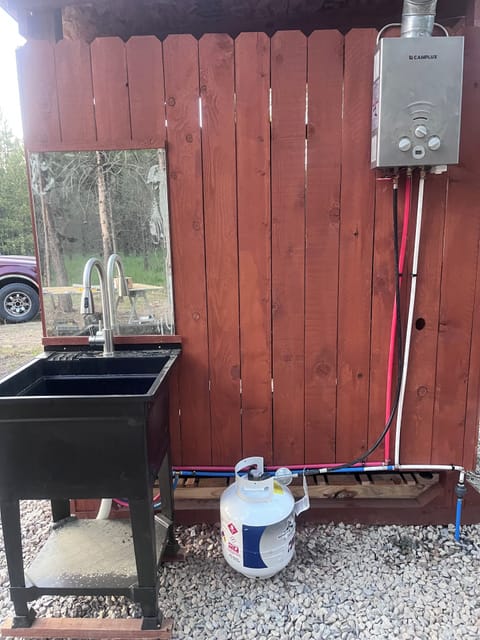 outdoor wash basin for brushing teeth & doing dishes etc.