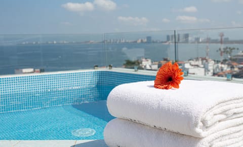 Stunning view overlooking Banderas Bay from the roof dipping pool