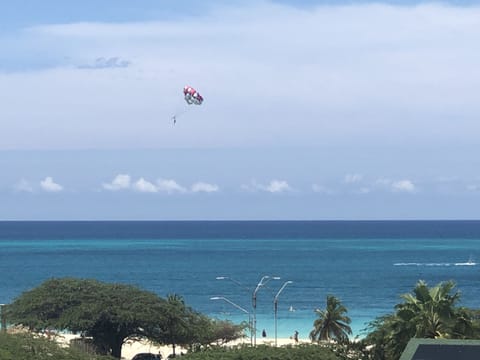 View from balcony of the Caribbean Sea / Eagle Beach