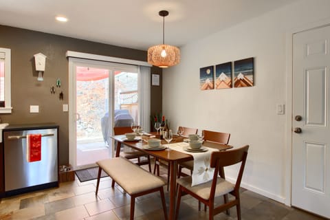 A Sliding door to the back patio and Hot tub area.