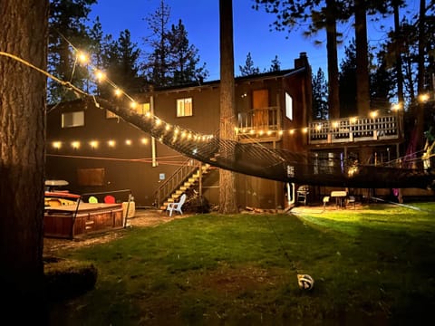 Backyard with Hottub at night is wonderful