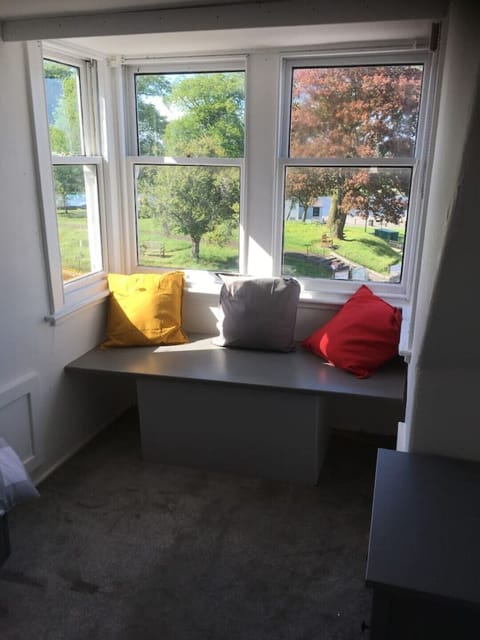 Bedroom window overlooking the Moat Brae and Rookery.