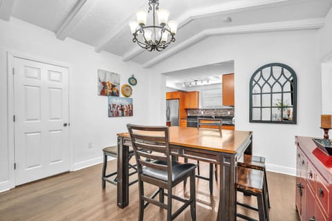 Stylish dining area with a table accommodating up to 6 guests in comfort.