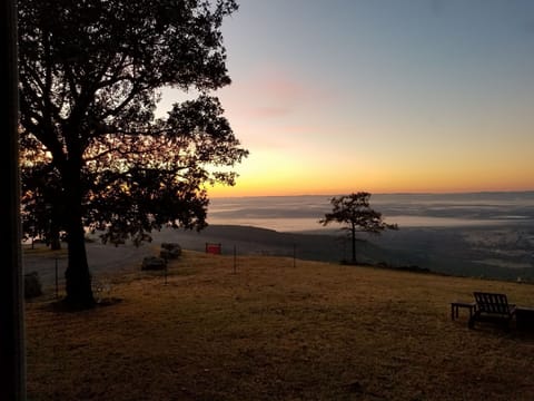 View to the SE from our back yard, with clouds in the valley.
