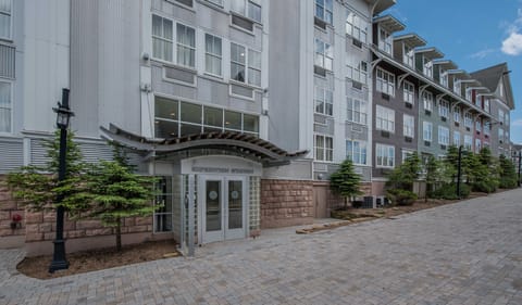 View of the front entrance off the Village Plaza of Expedition Station