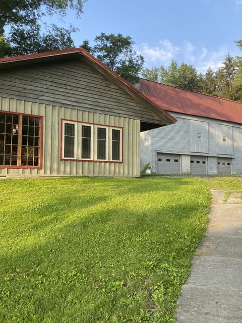 View with barn in background