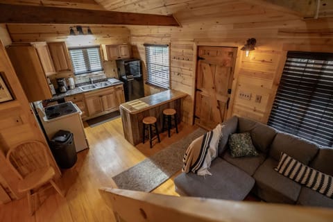 Living area and kitchen.