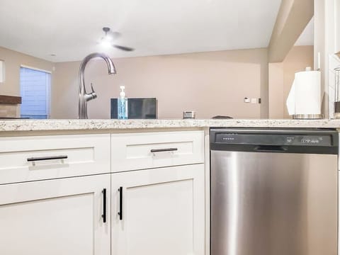 Kitchen overlooking living room