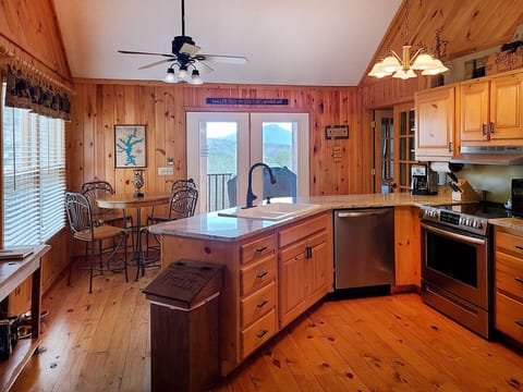 Horse shoe kitchen area with beautiful views
