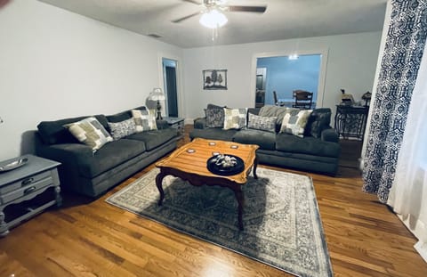 Nice living room w/ sleeper sofa (w upgraded mattress) & access to outside