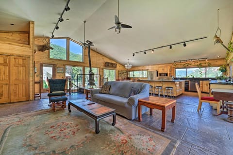 Living Room | Wood-Burning Stove | Flat-Screen TV | Full Sleeper Sofa