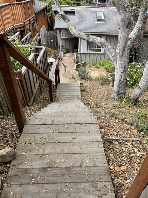 18 steps down to the house. 