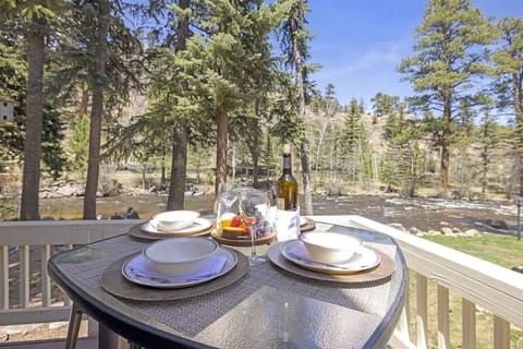 Enjoy the Big Thompson River views from the outdoor patio.