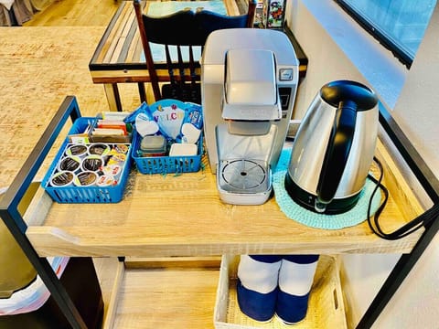 Coffee and tea bar with starter supplies