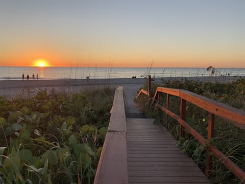 Enjoy many beautiful gulf sunsets on this private-access beach just across the street from the condo!