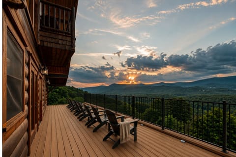 Take in Breathtaking Smoky Mountain Sunsets from the Wraparound Deck