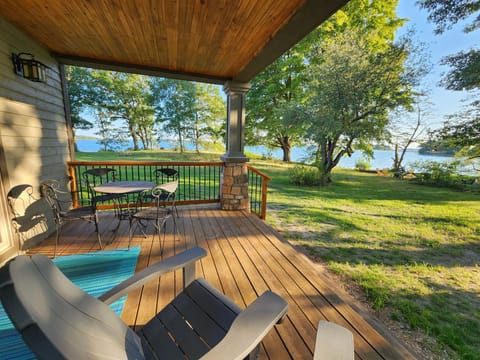 Enjoy 180 degree water views from the west facing porch. 