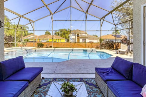 Beautiful patio setting facing our large pool and in ground built spa