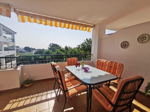 Terrace with see views