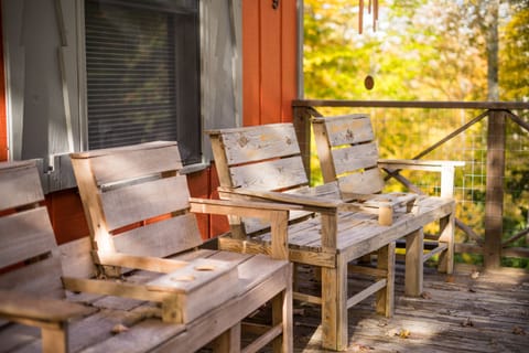 Front deck seating for coffee in the morning and cocktails in the evening.