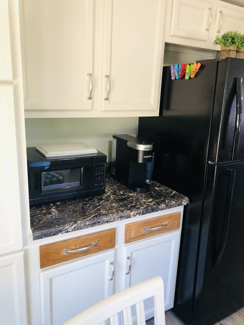 microwave and coffee pot 