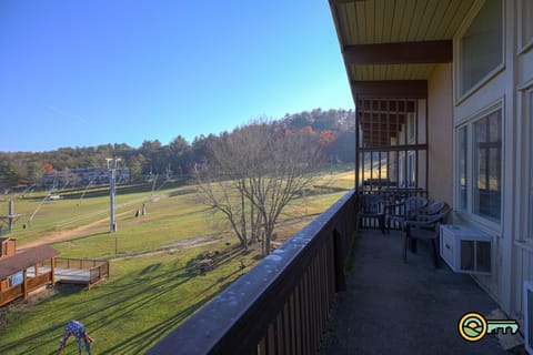 Balcony w/ view of ski slopes