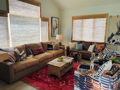 New long sectional - so comfy!! And a leather sofa sleeper 