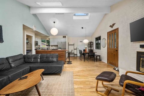 Watch you favorite movies, shows, and sports on this smart tv while relaxing in front of a cozy fire.