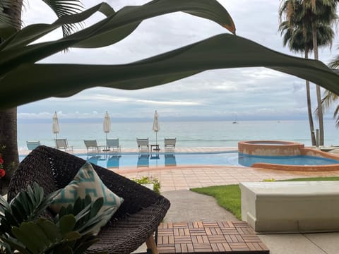 View from private patio... pool and beach!