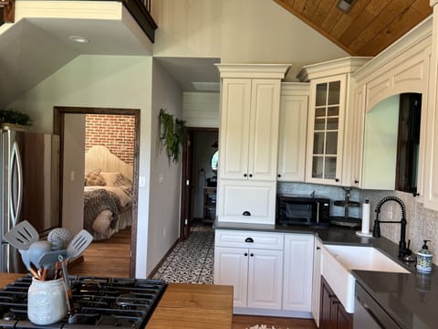 Vaulted ceilings and open floor plan, gives plenty of room and space.