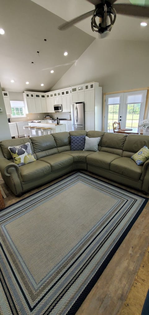 Open concept great room, dining and kitchen