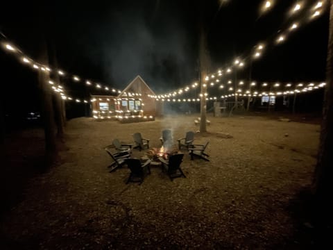 Backyard lighting for the perfect evening ambiance with family and friends. 