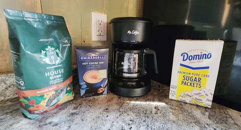 Coffee and related supplies come with every stay.