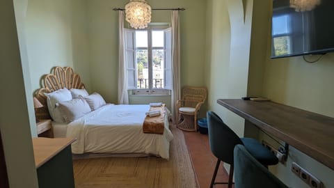 Relax on the comfy bed after a day outside.