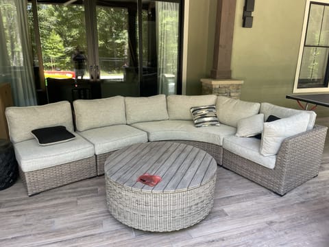 Outdoor Patio , Ping Pong Table , Corn Hole , Hanging Swing with Twin Mattress 