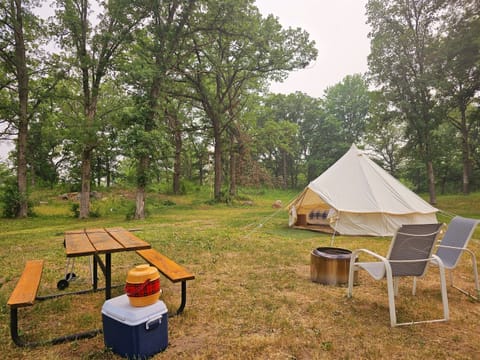 Cooler, solo stove, picnic table, camp chairs