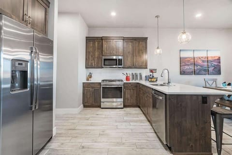 Kitchen with stainless steel appliances