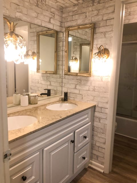 His and her sinks in the master bath