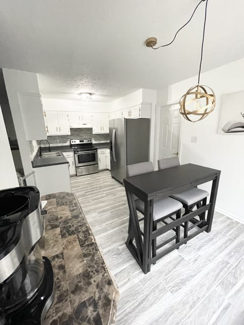 kitchen and dining room area