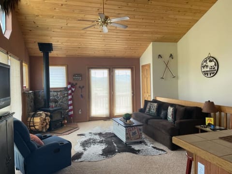 Comfy seating with a cozy atmosphere and a fireplace