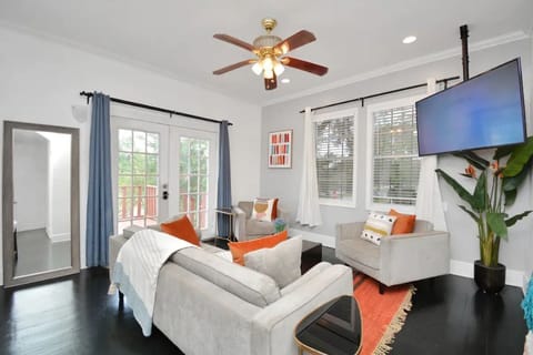 Living room with 55-inch Smart Roku TV