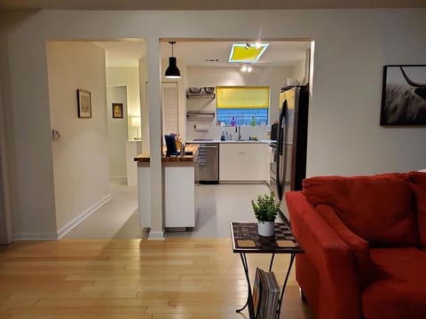 living space with kitchen connection