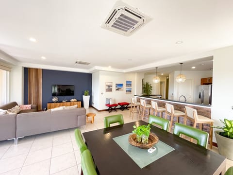Open living and dining area