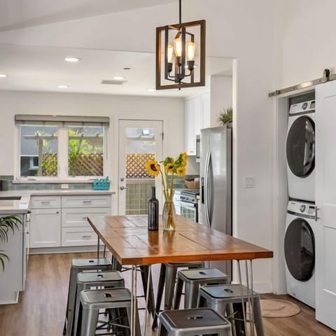 Dining area with view of kitchen