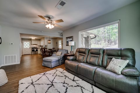reclining leather sofa in living room
